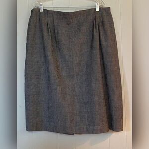 Vintage Chemistry Skirt Women’s 22 Black White Plaid Wool Pleats Slit Preppy